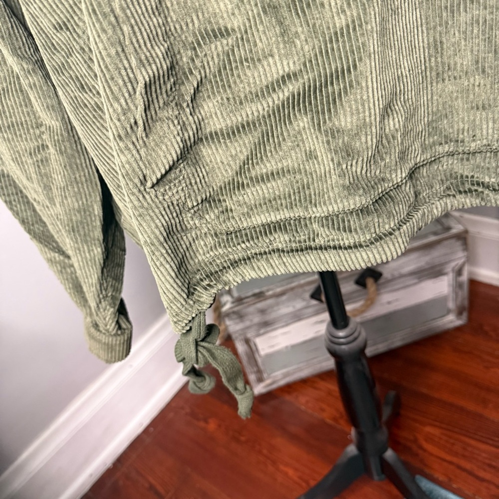 American Eagle Ribbed Henley Pullover Hoodie Size XL Green Loungewear Cozy - Picture 4 of 11